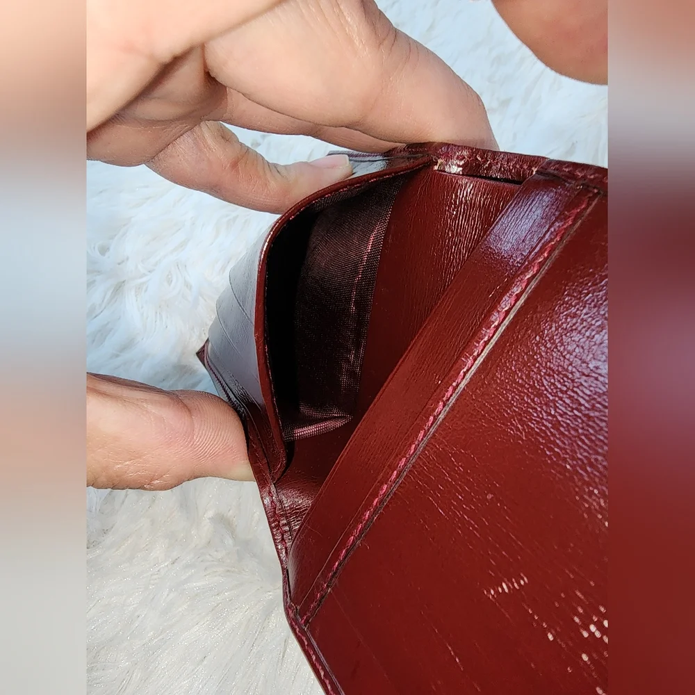 CELINE Burgundy/Red Leather Wallet with Gold Accents - Picture 13 of 15